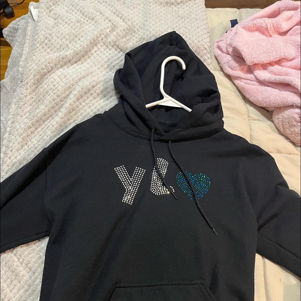 YL rhinestone hoodie size small
